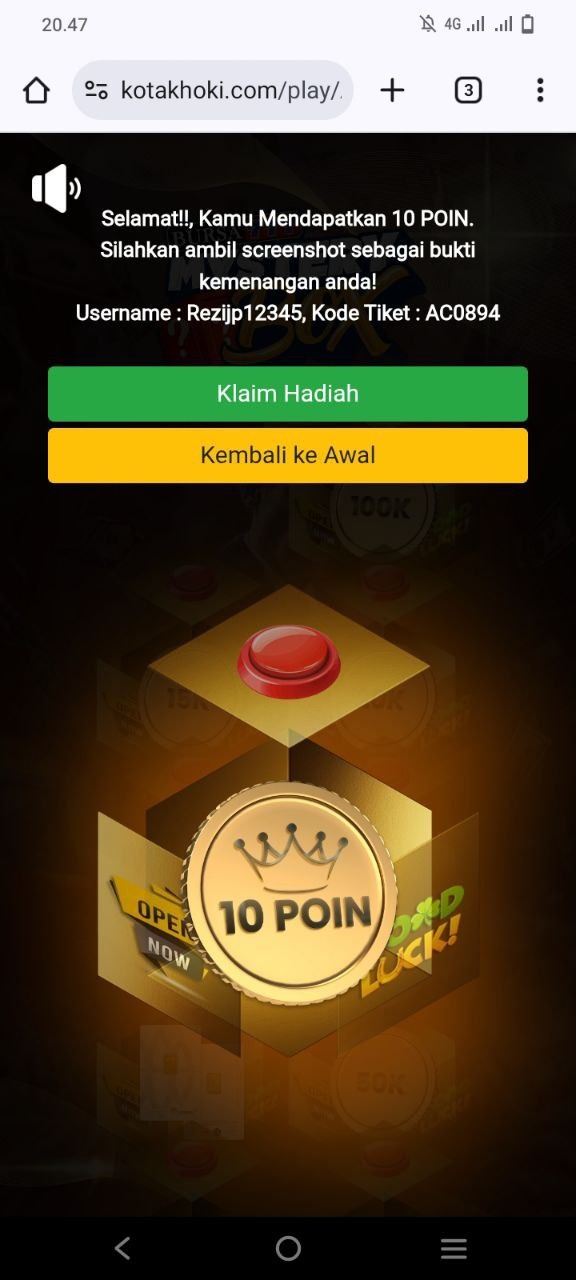 Hasil Game Kotak Hoki