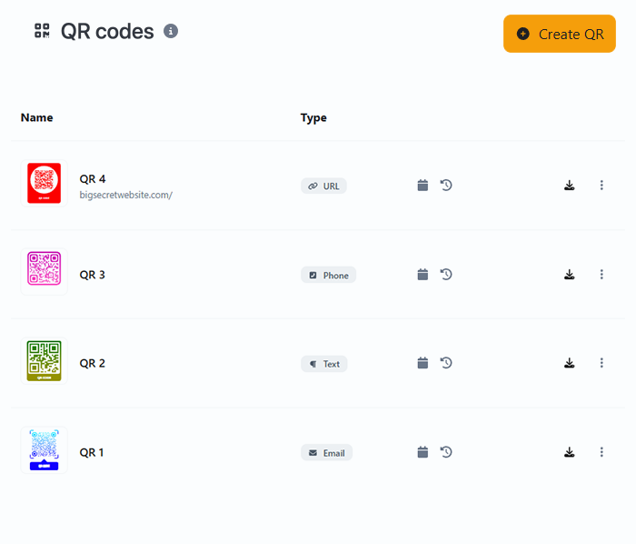 Tangkapan layar halaman sistem kode QR aplikasi